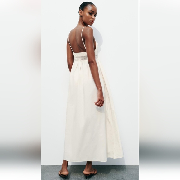 BNWT! Zara POPLIN MIDI DRESS in Ecru - Picture 6 of 9